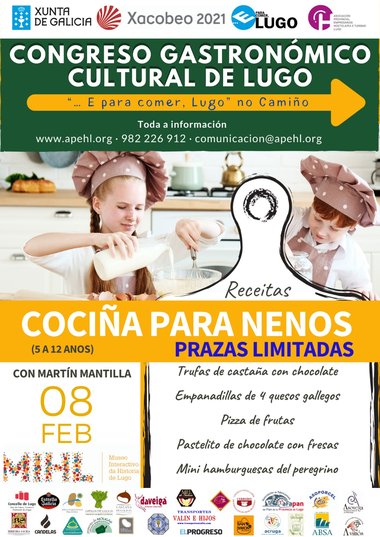 Abierto el plazo de inscripción para el taller de cocina para niños del Congreso …E para comer, Lugo no Camiño