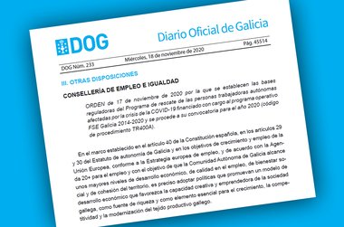 El DOG publica el Programa de rescate de las personas trabajadoras autónomas afectadas por la crisis de la covid-19
