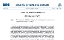 El BOE recoge un paquete de medidas urgentes para la reactivación económica