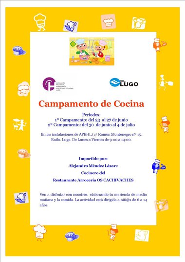 Últimas plazas para inscribirse en los campamentos de cocina de verano